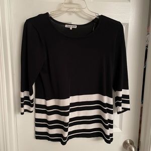 Carol Rose black and white striped sweater blouse